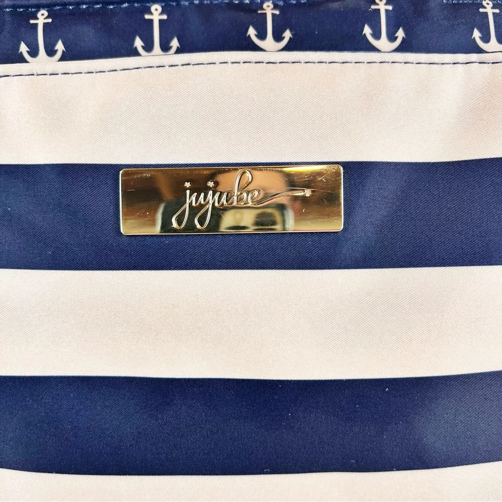 JuJuBe Diaper Bag Nautical Striped‎ w/Anchor Print Multi Compartment Baby Tote